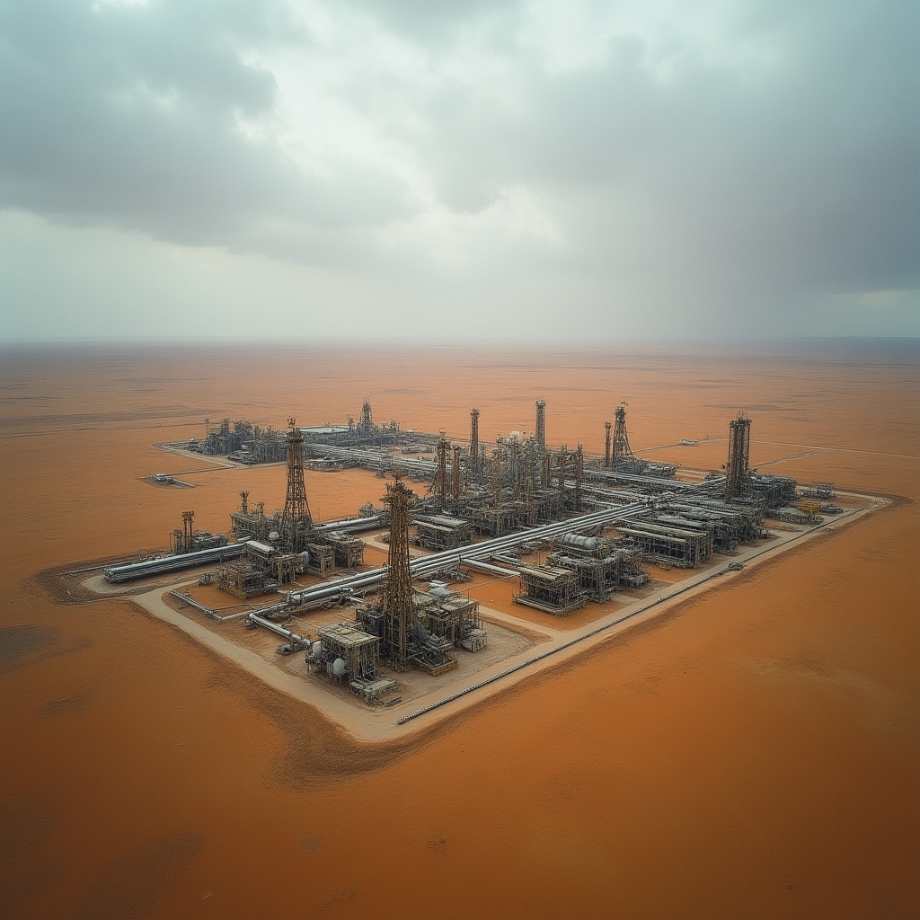 Нефтяное месторождение в Казахстане, промышленные объекты